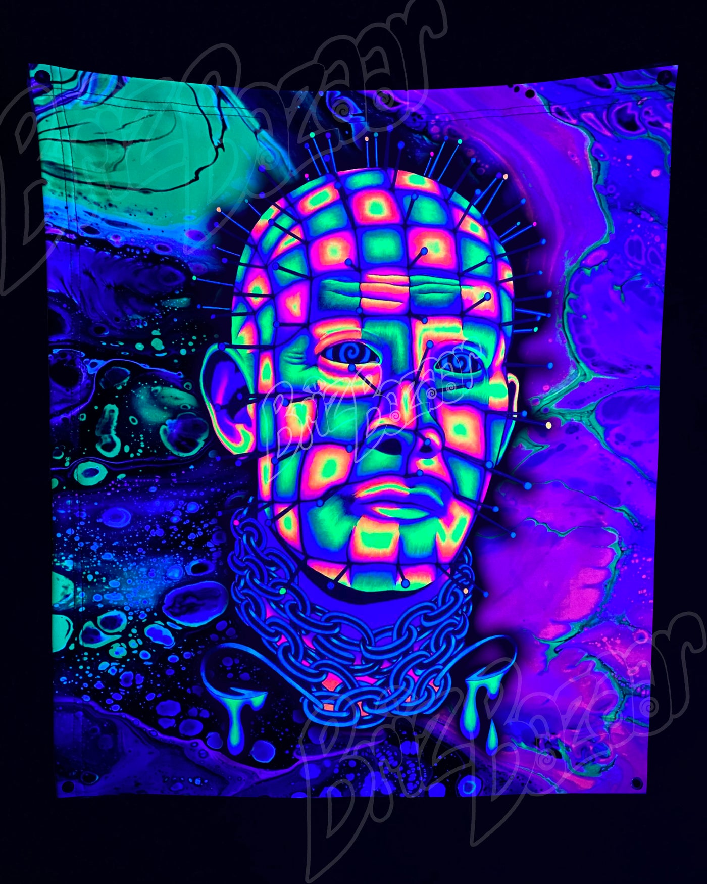 Custom Fluid UV Tapestry of Hellraver