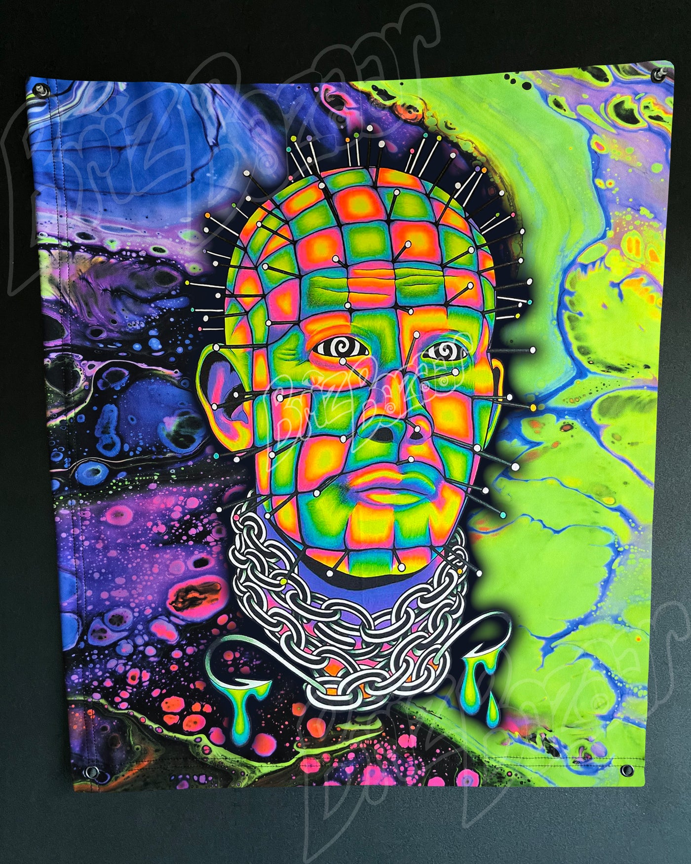 Custom Fluid UV Tapestry of Hellraver