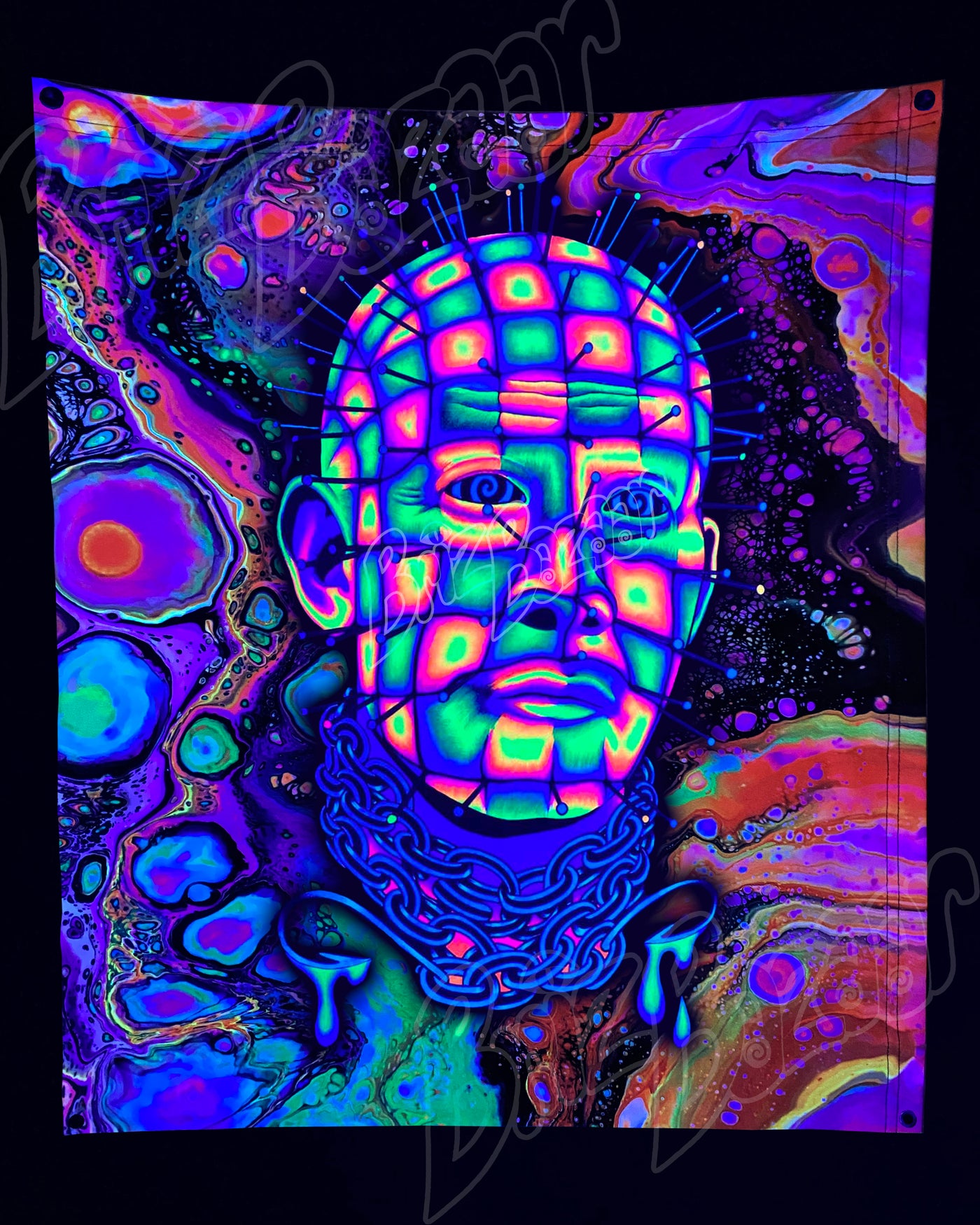 Custom Fluid UV Tapestry of Hellraver