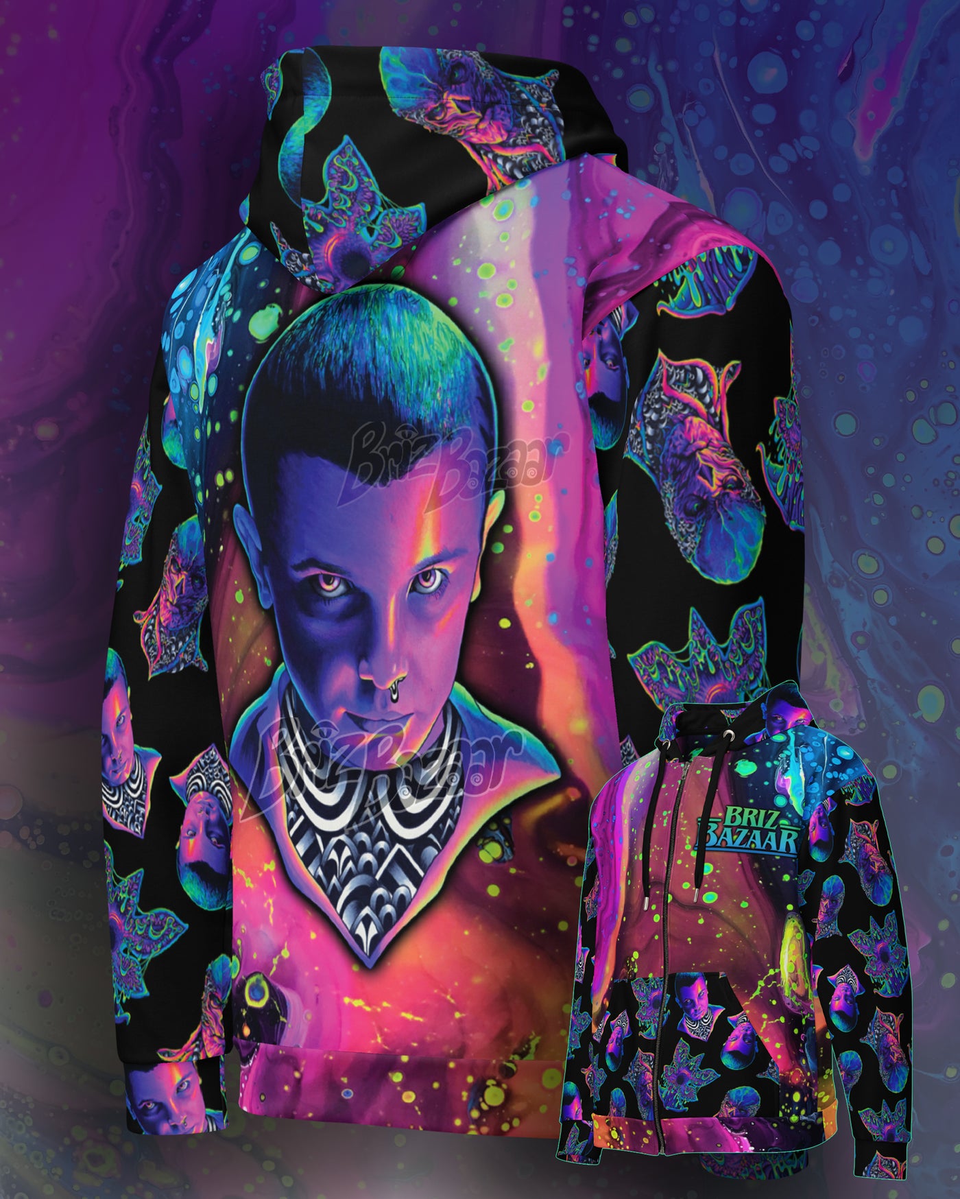 Psy Kid Cosmos Zip Hoodie – Psychedelic Space Streetwear – Brizbazaar