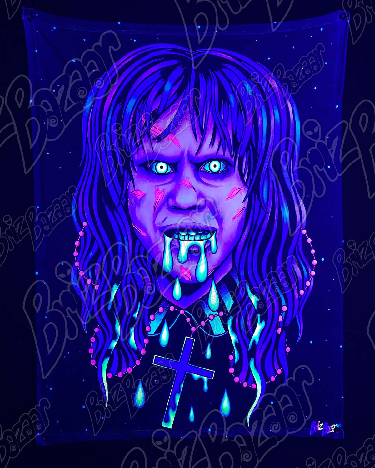 Blacklight Reactive Tapestry of BRIZZORCIZT
