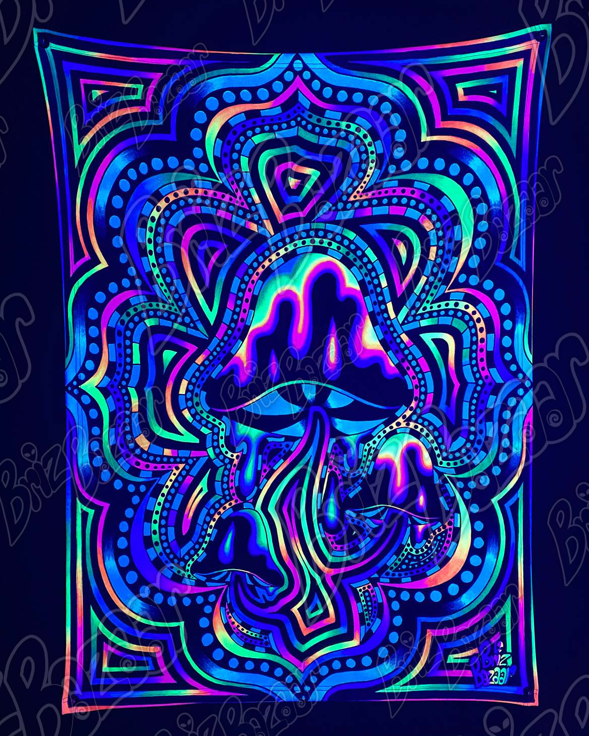 Blacklight Reactive Tapestry of SHROOMZ