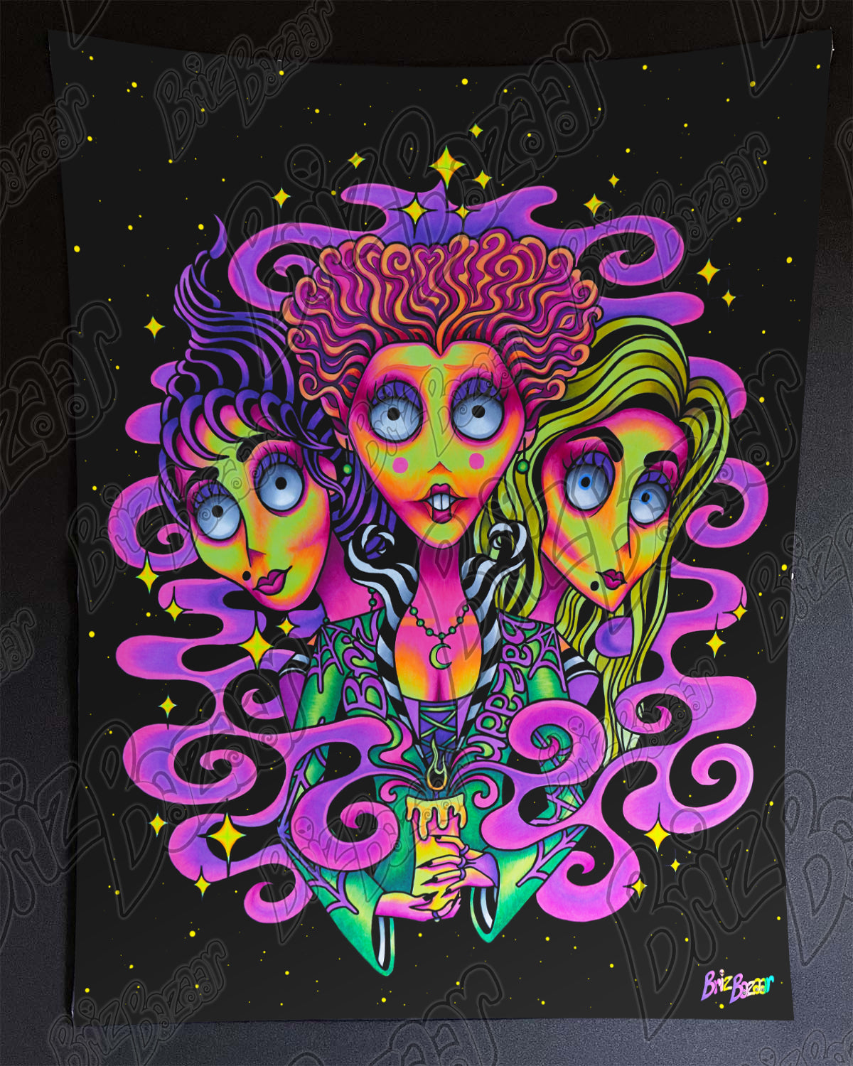 *SPECIAL* Blacklight Reactive Tapestry of Wicked Witchez