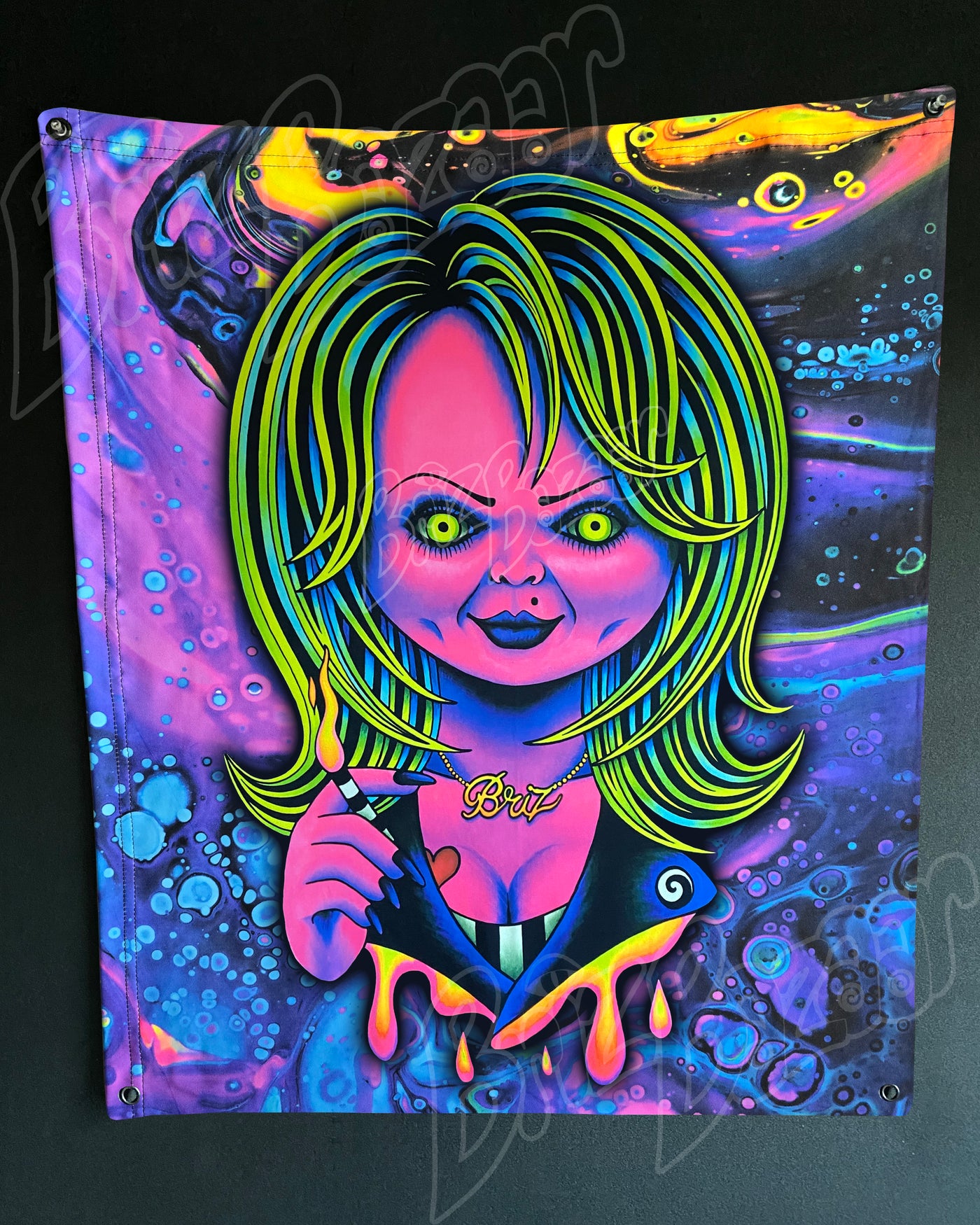 Custom Fluid UV Tapestry of Psy Bride