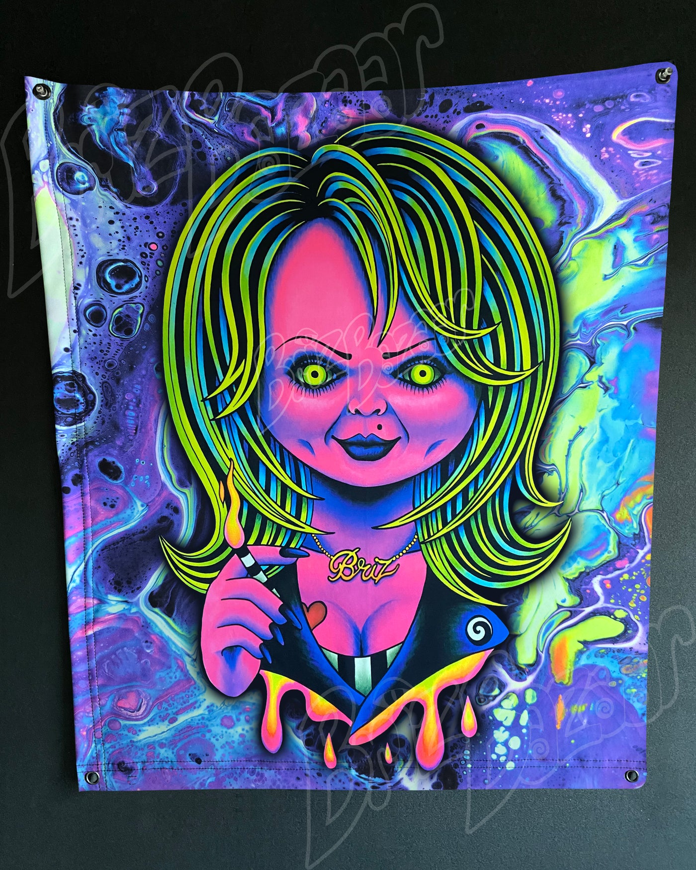 Custom Fluid UV Tapestry of Psy Bride