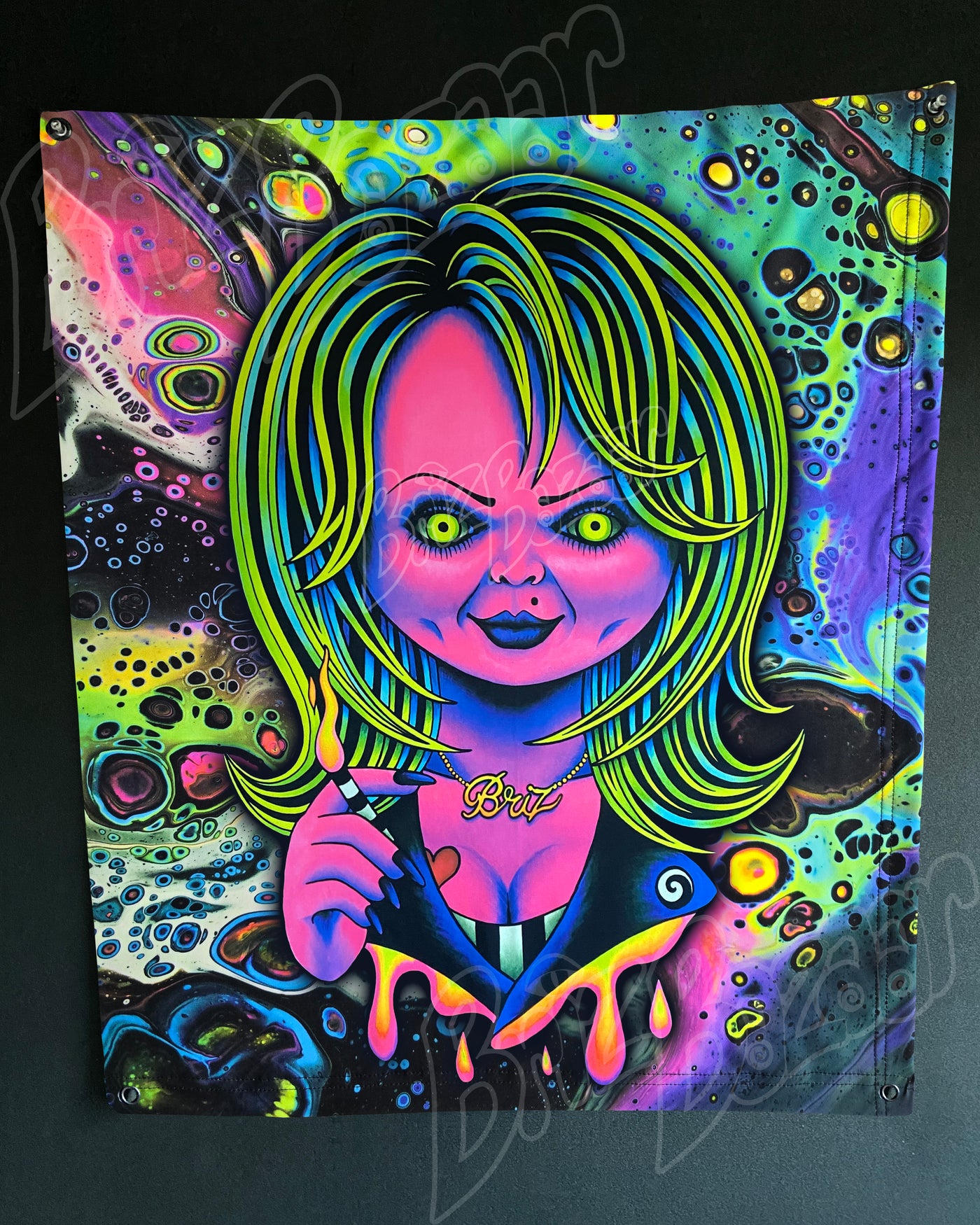 Custom Fluid UV Tapestry of Psy Bride
