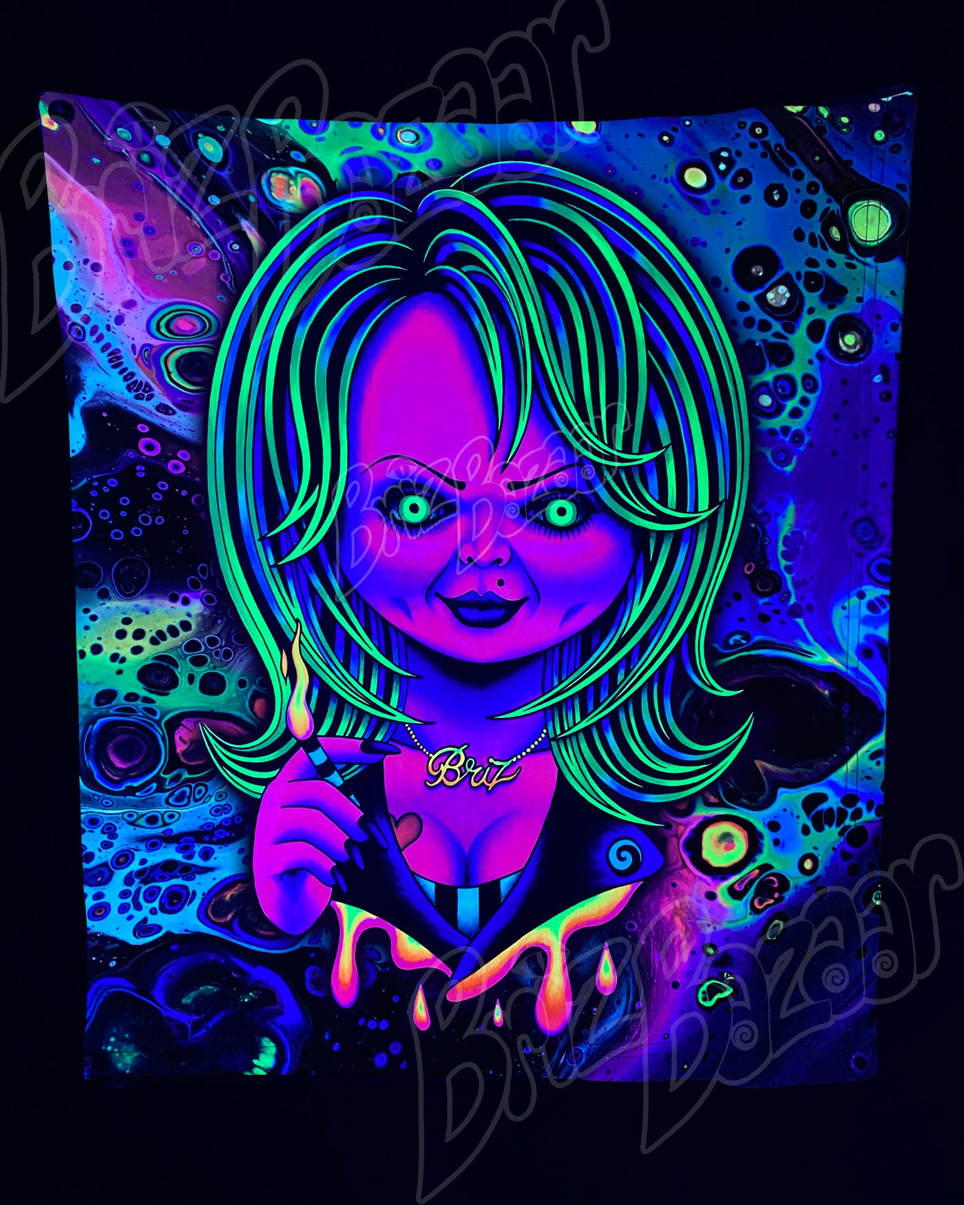 Custom Fluid UV Tapestry of Psy Bride