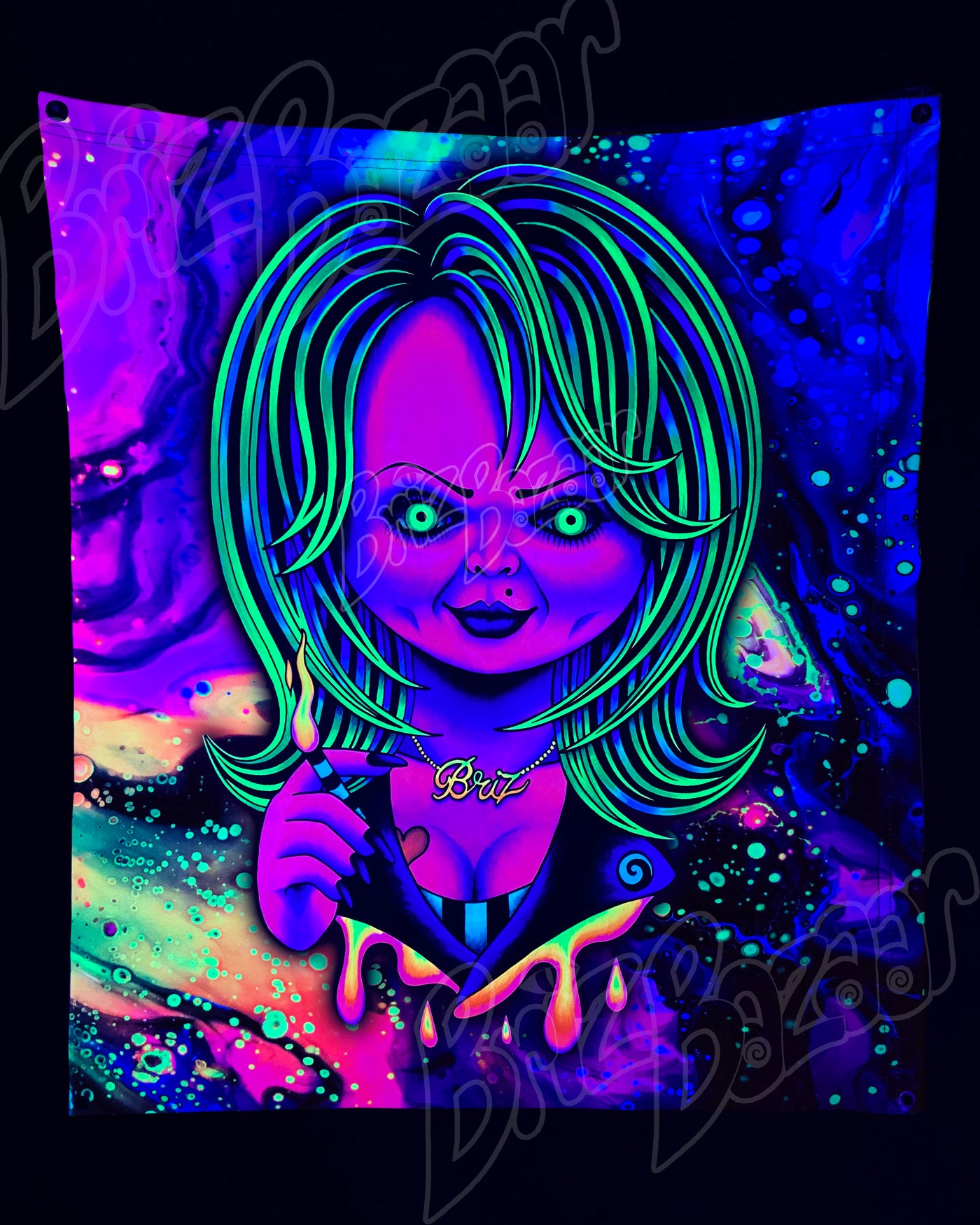 Custom Fluid UV Tapestry of Psy Bride