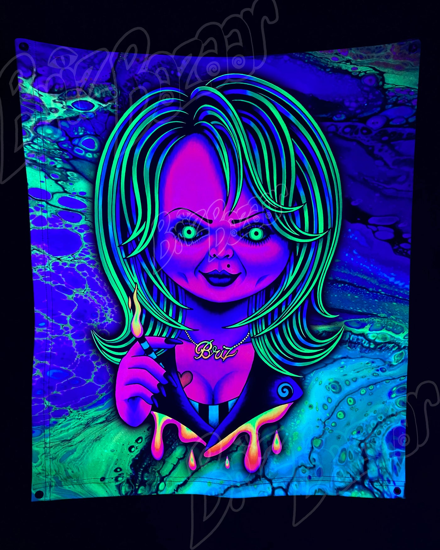 Custom Fluid UV Tapestry of Psy Bride