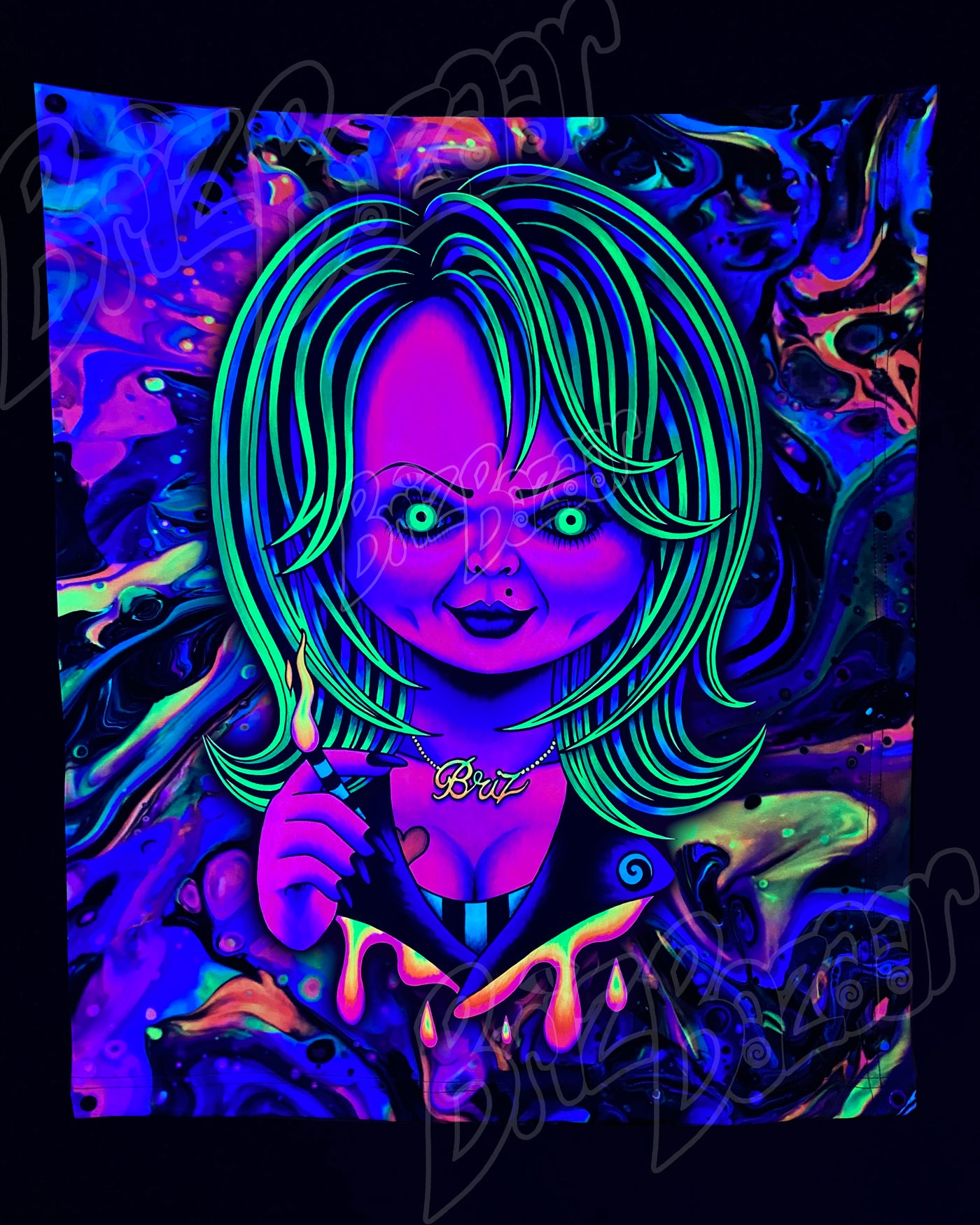 Custom Fluid UV Tapestry of Psy Bride
