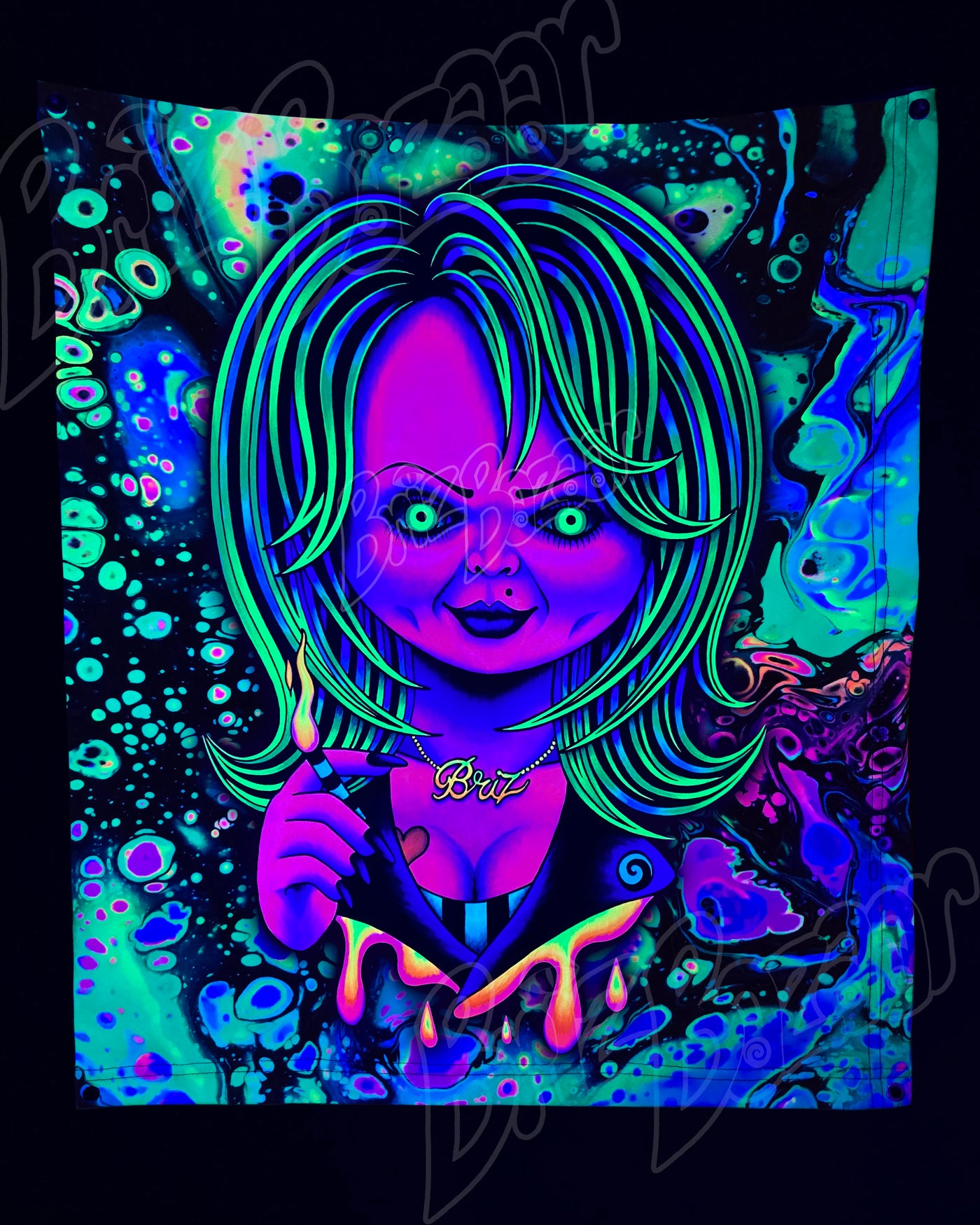 Custom Fluid UV Tapestry of Psy Bride