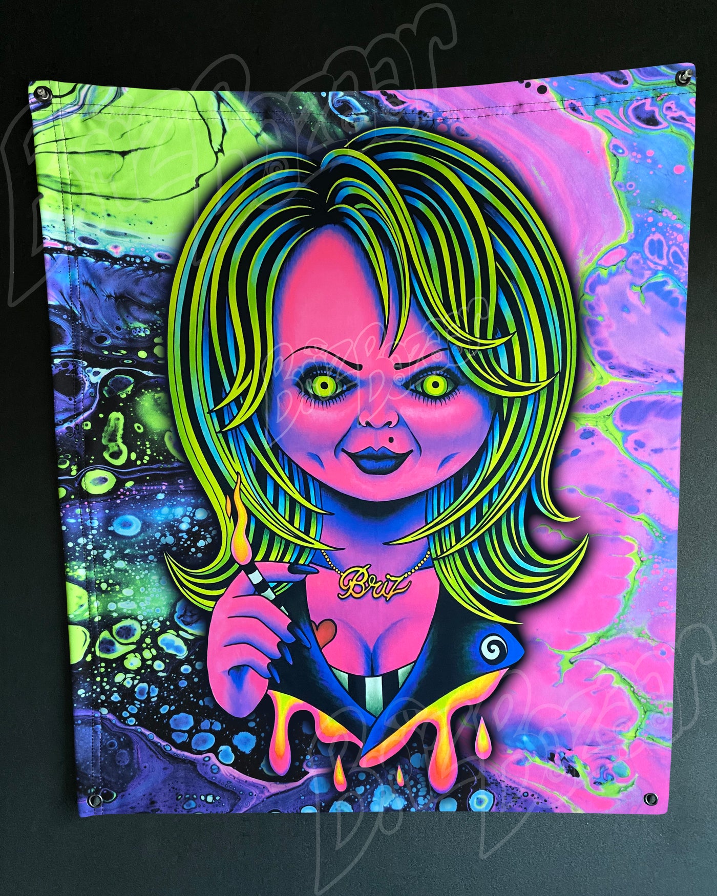 Custom Fluid UV Tapestry of Psy Bride