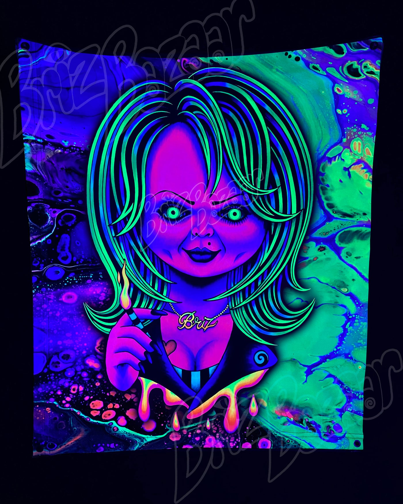 Custom Fluid UV Tapestry of Psy Bride