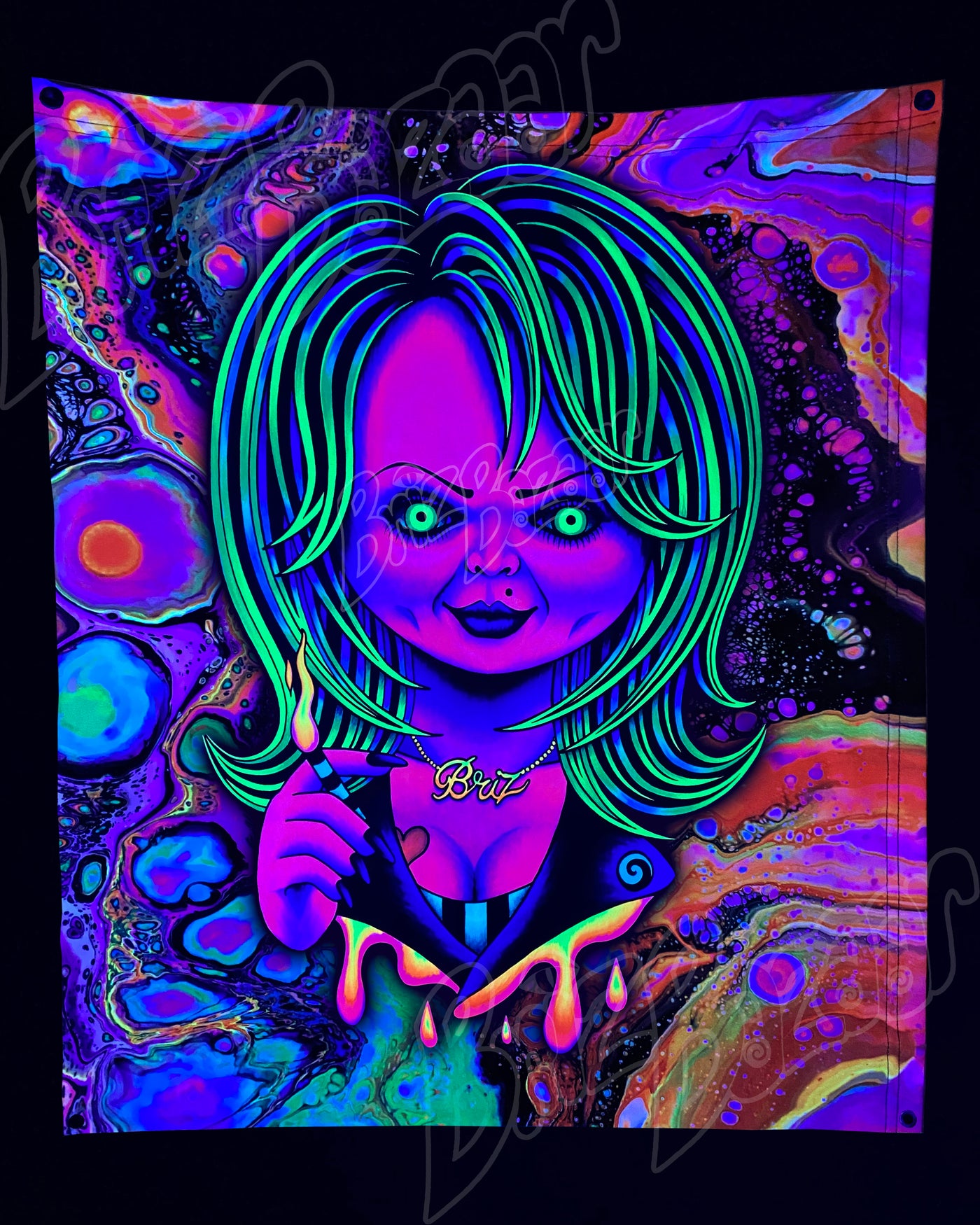 Custom Fluid UV Tapestry of Psy Bride