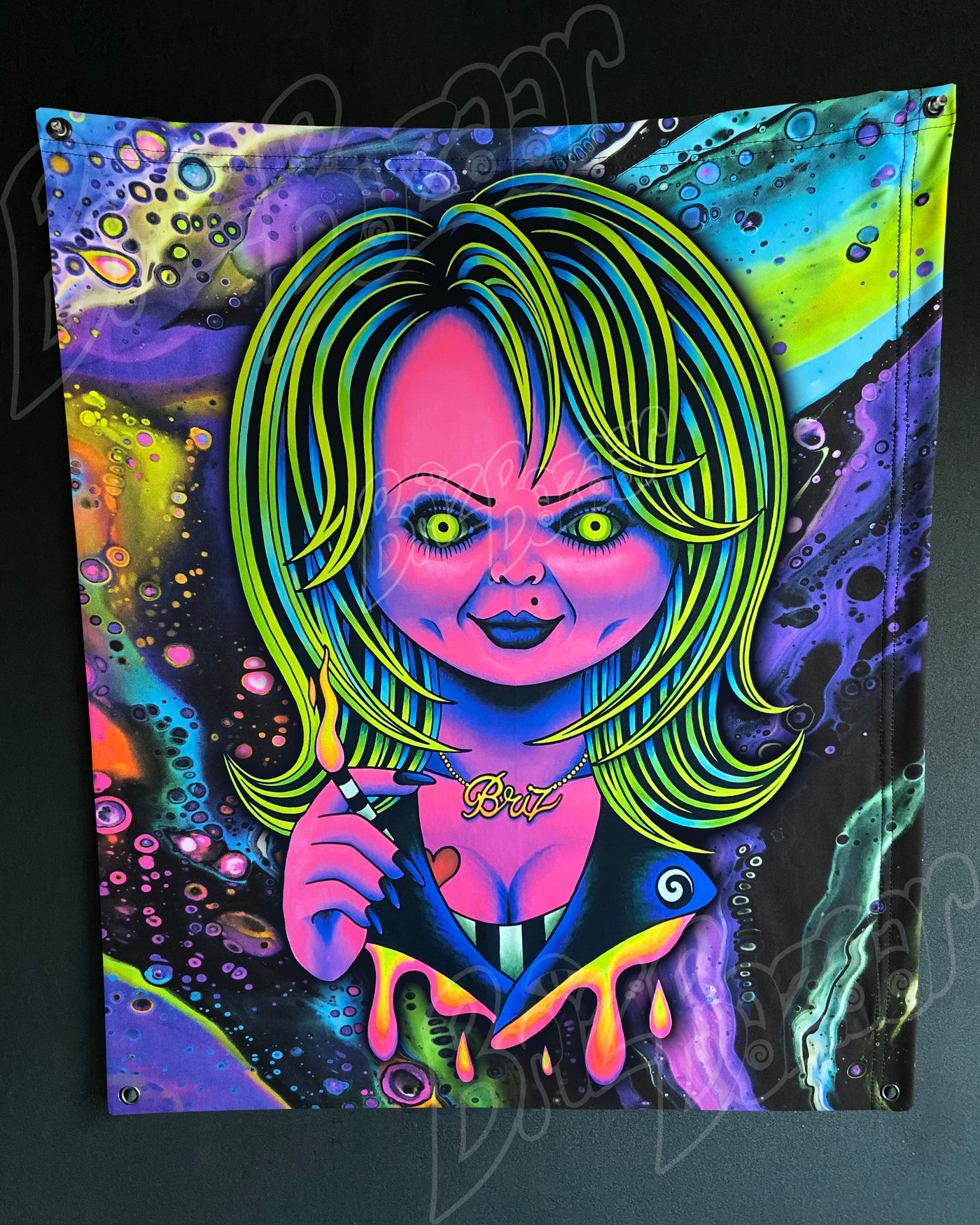 Custom Fluid UV Tapestry of Psy Bride