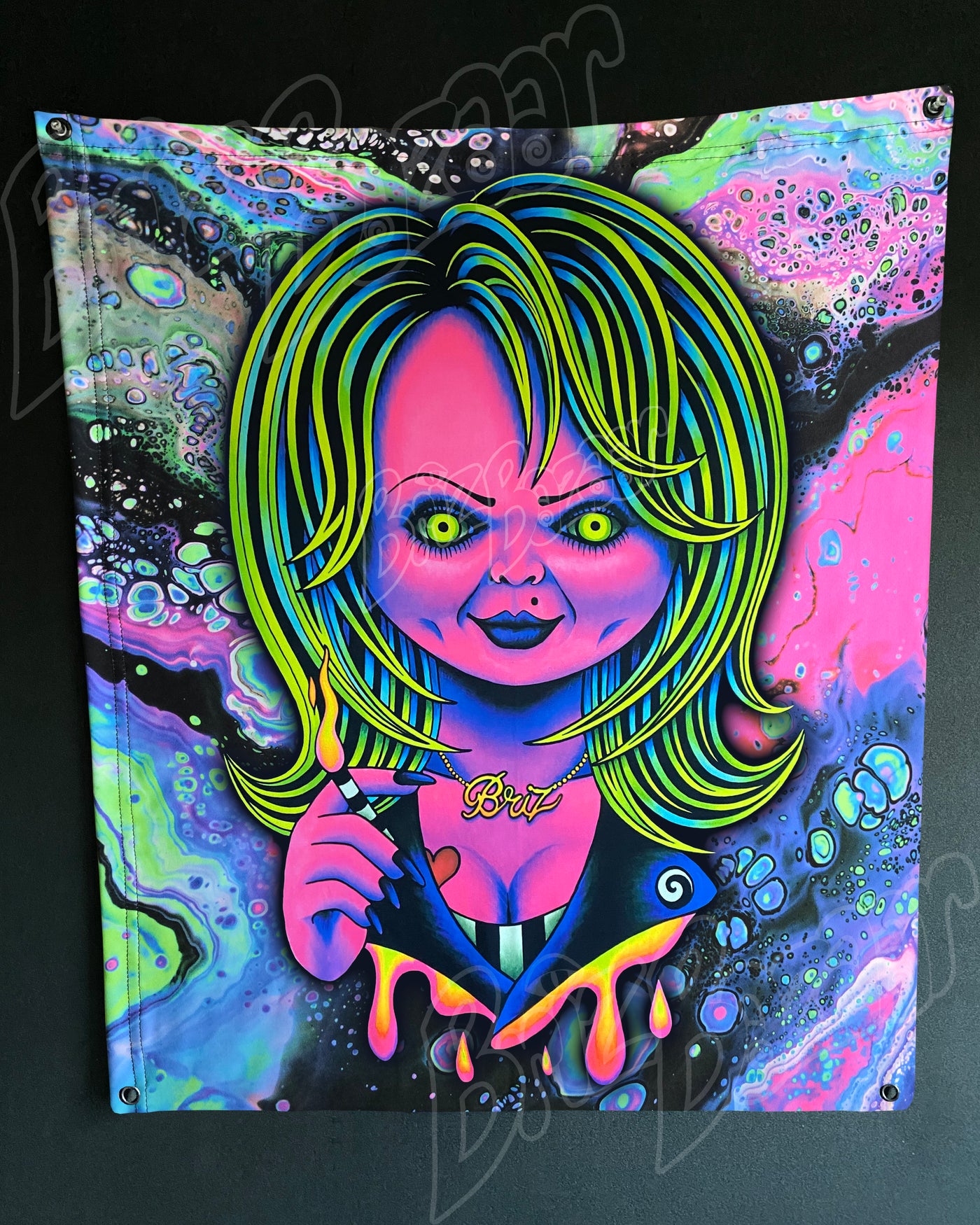 Custom Fluid UV Tapestry of Psy Bride