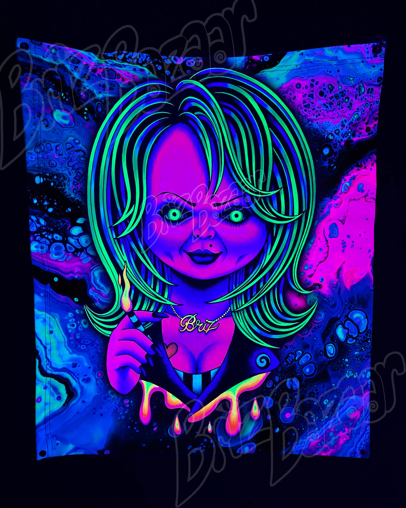 Custom Fluid UV Tapestry of Psy Bride