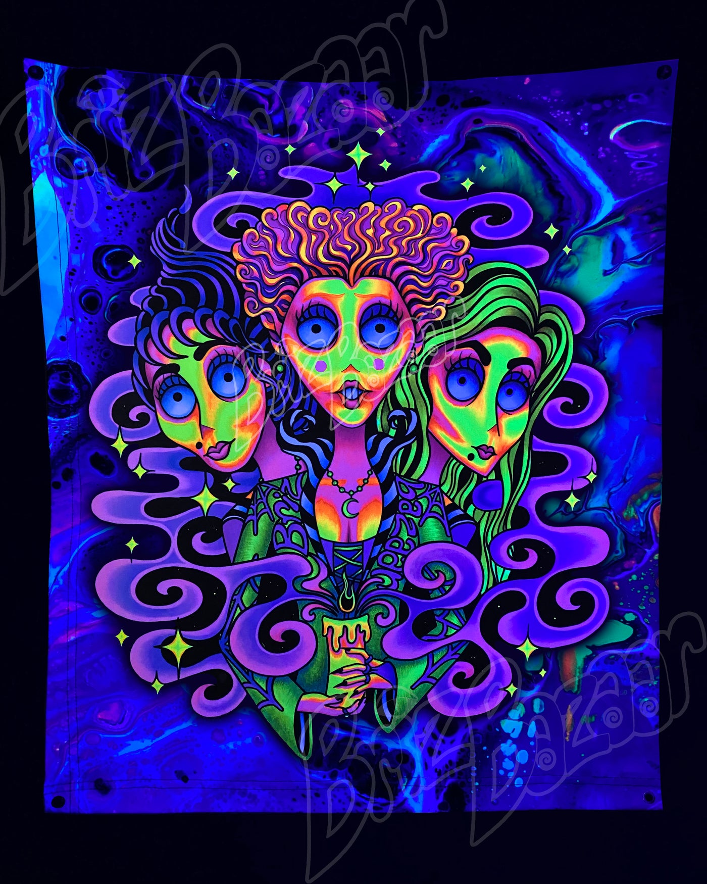 Custom Fluid UV Tapestry of Wicked Witchez