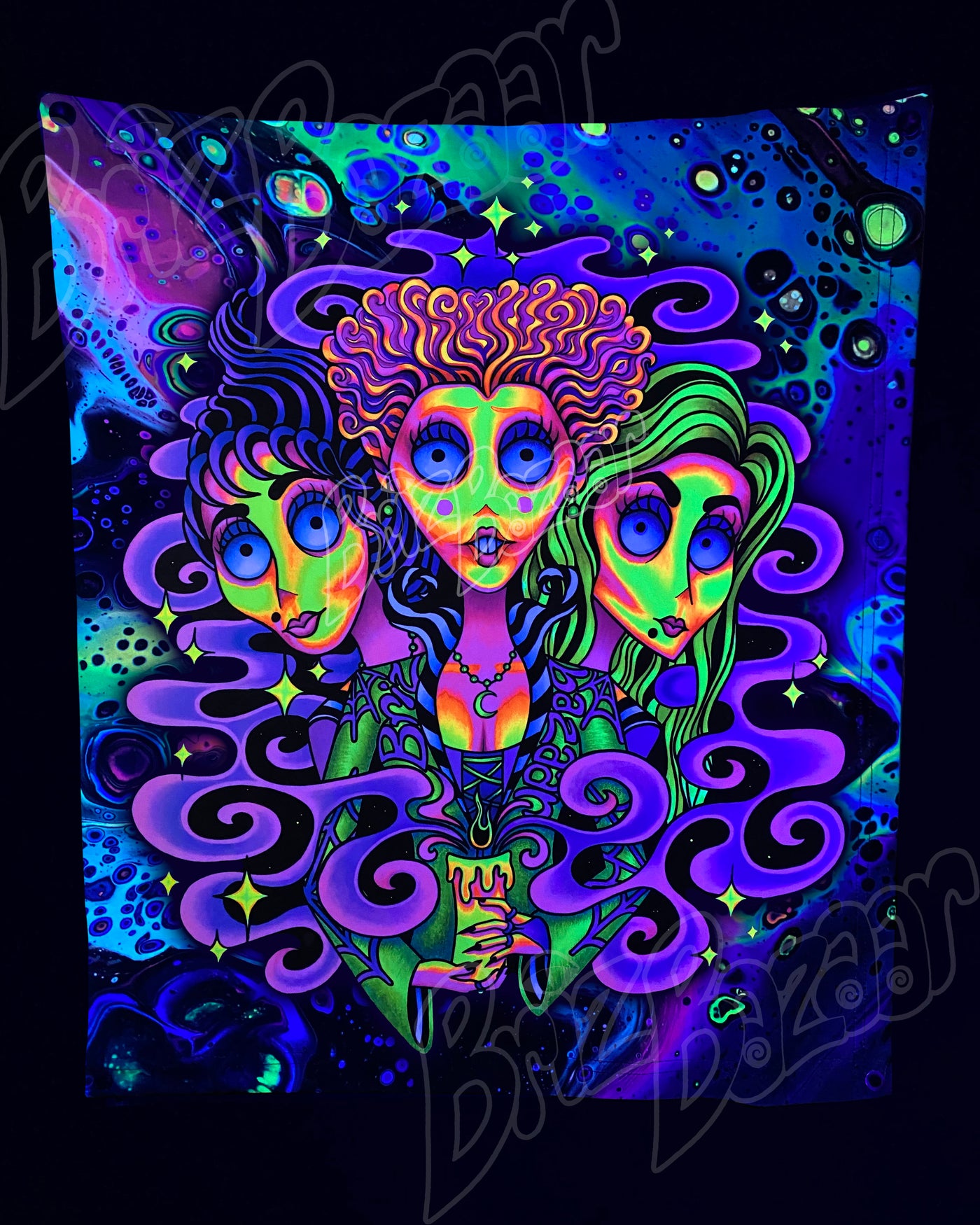 Custom Fluid UV Tapestry of Wicked Witchez