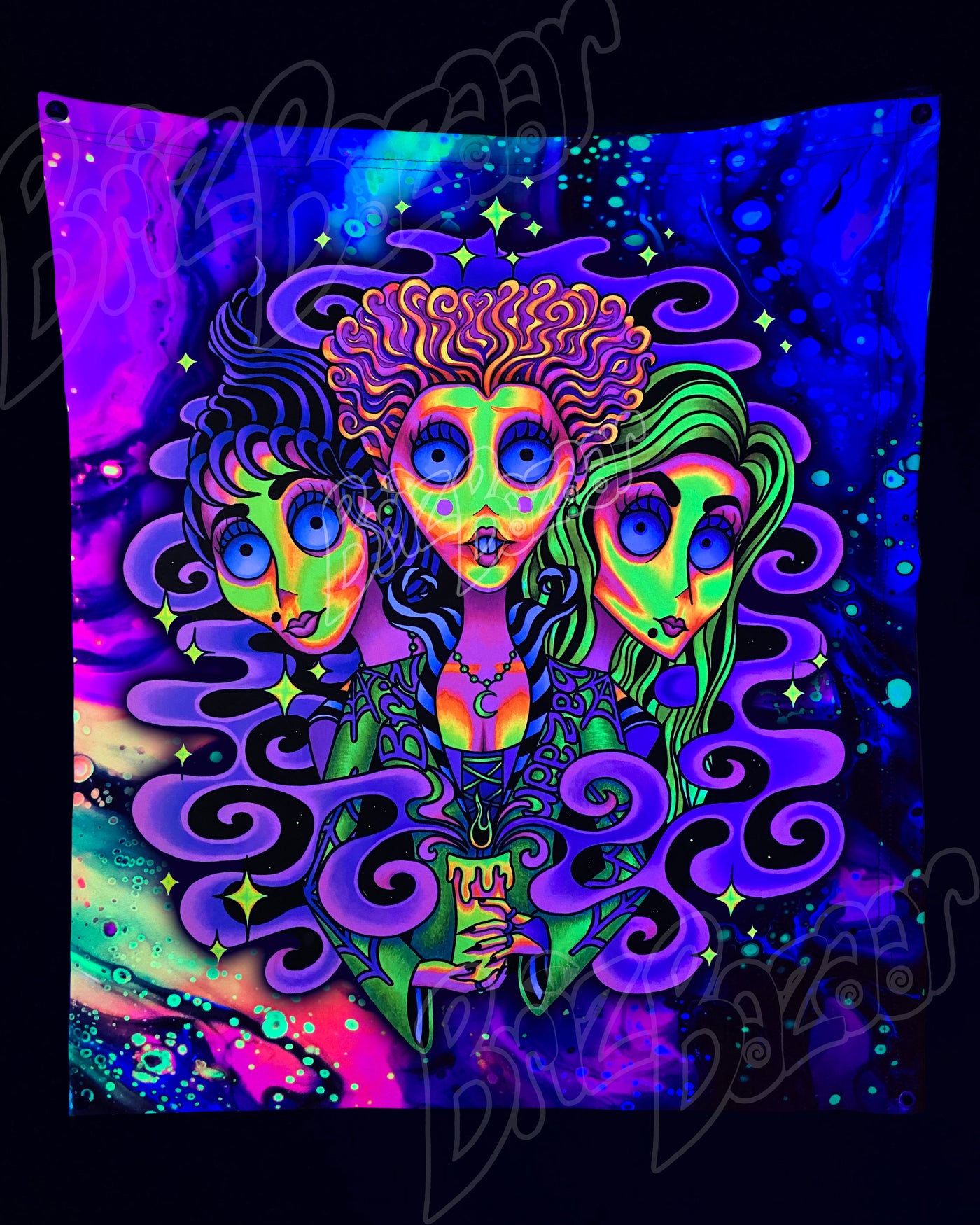 Custom Fluid UV Tapestry of Wicked Witchez
