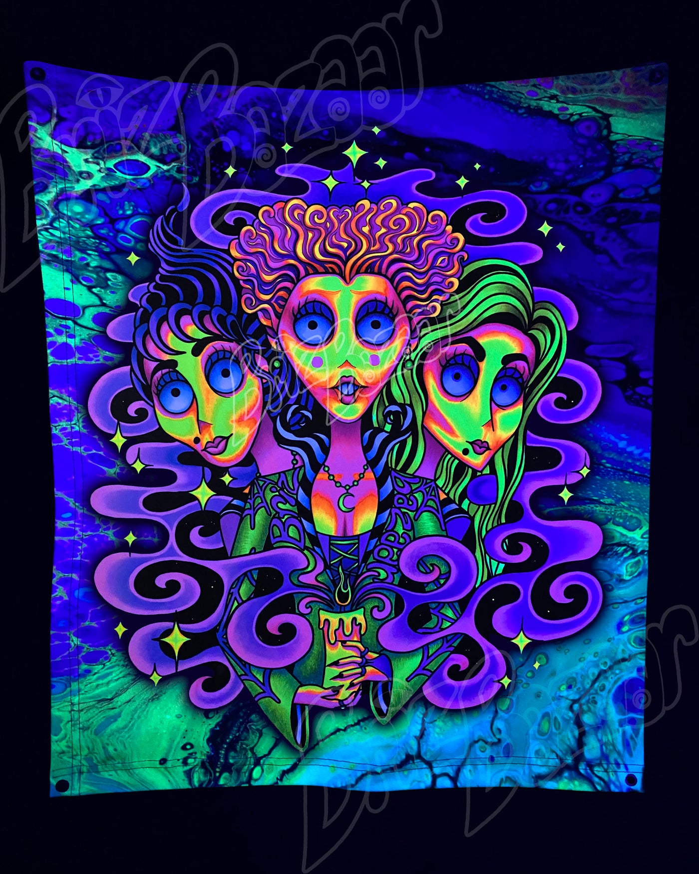 Custom Fluid UV Tapestry of Wicked Witchez