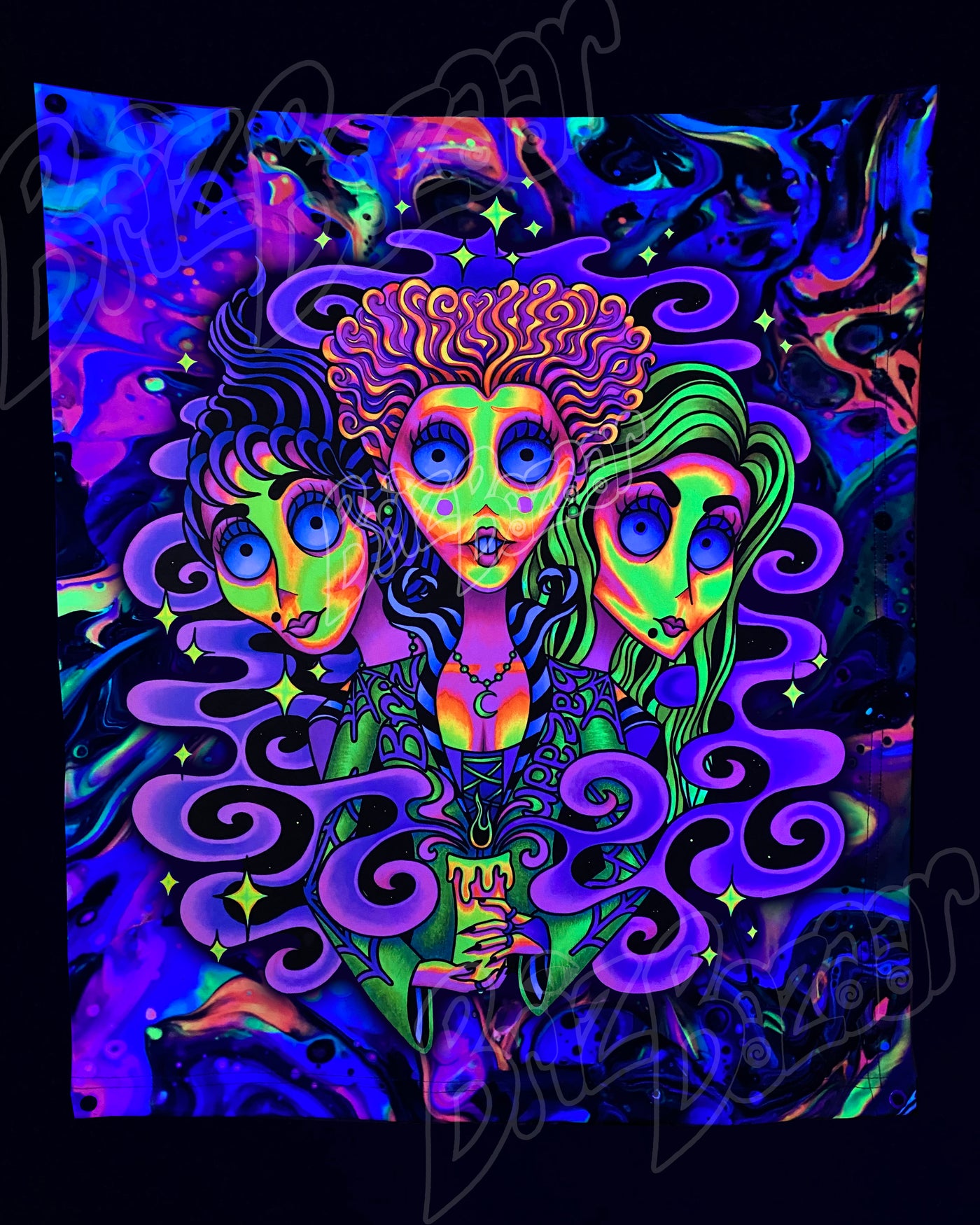 Custom Fluid UV Tapestry of Wicked Witchez
