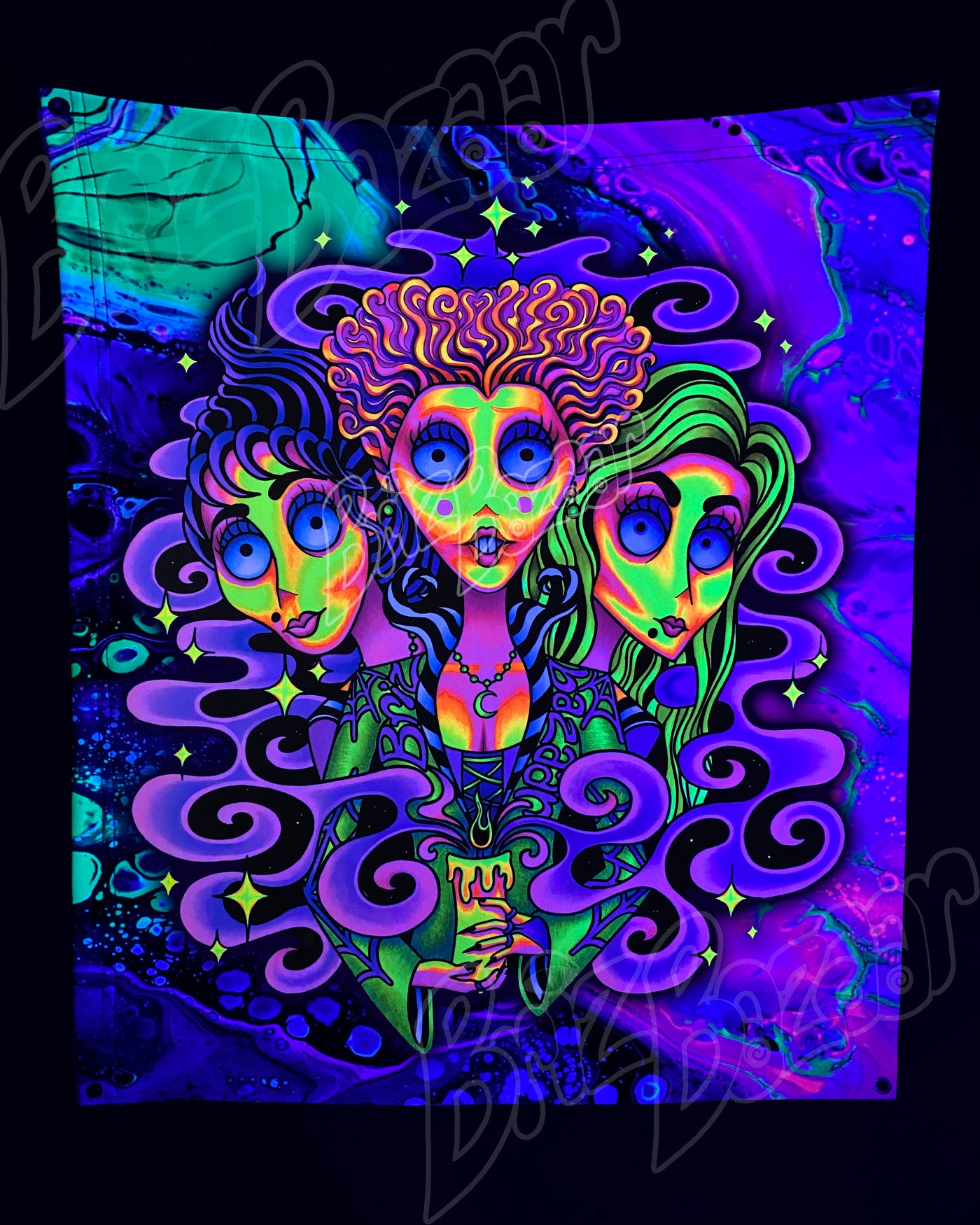 Custom Fluid UV Tapestry of Wicked Witchez
