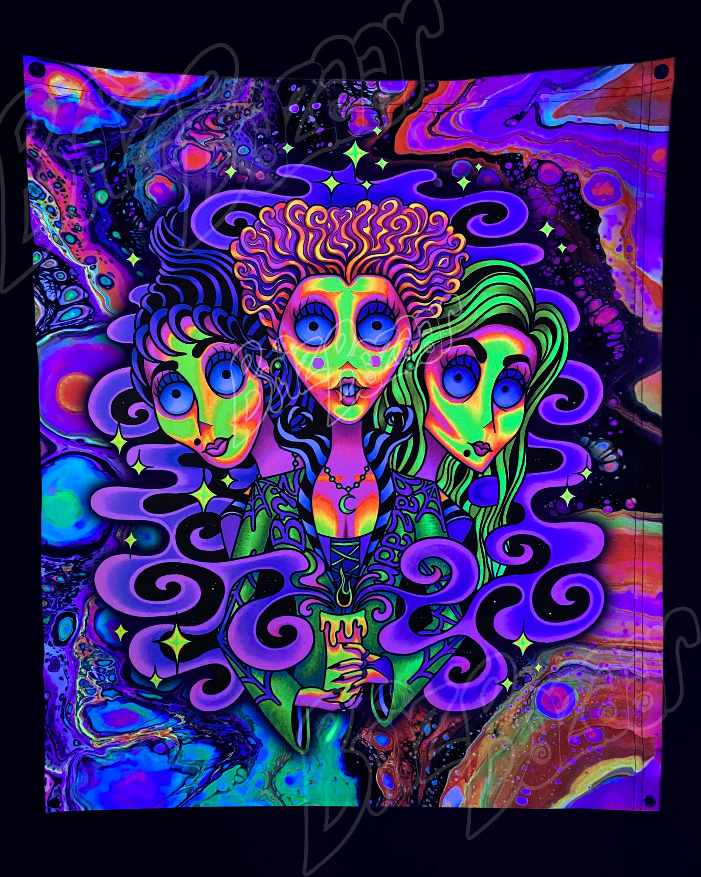 Custom Fluid UV Tapestry of Wicked Witchez
