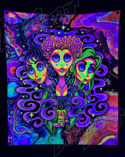 Custom Fluid UV Tapestry of Wicked Witchez