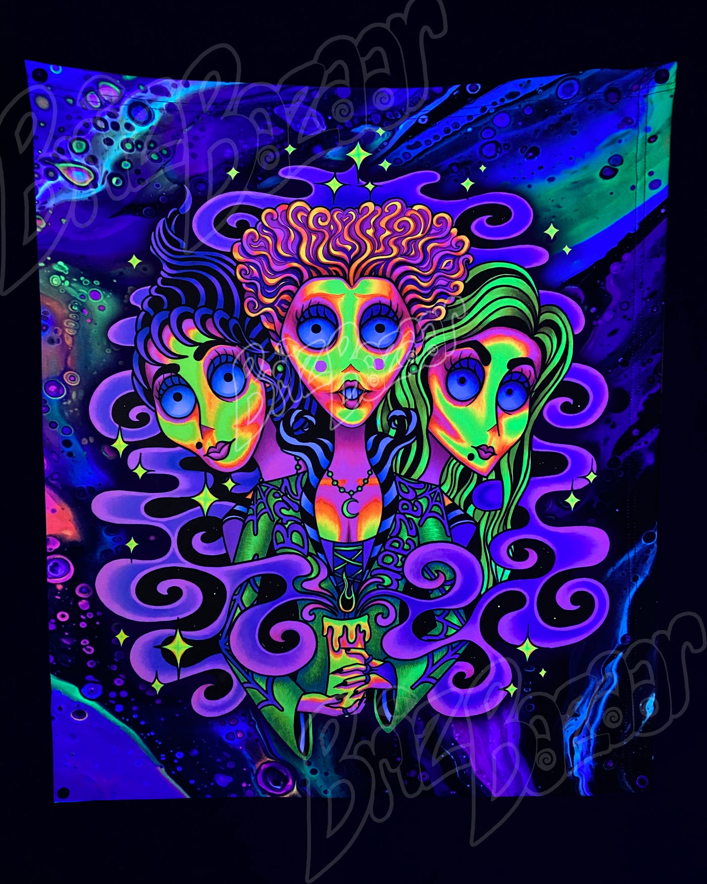 Custom Fluid UV Tapestry of Wicked Witchez