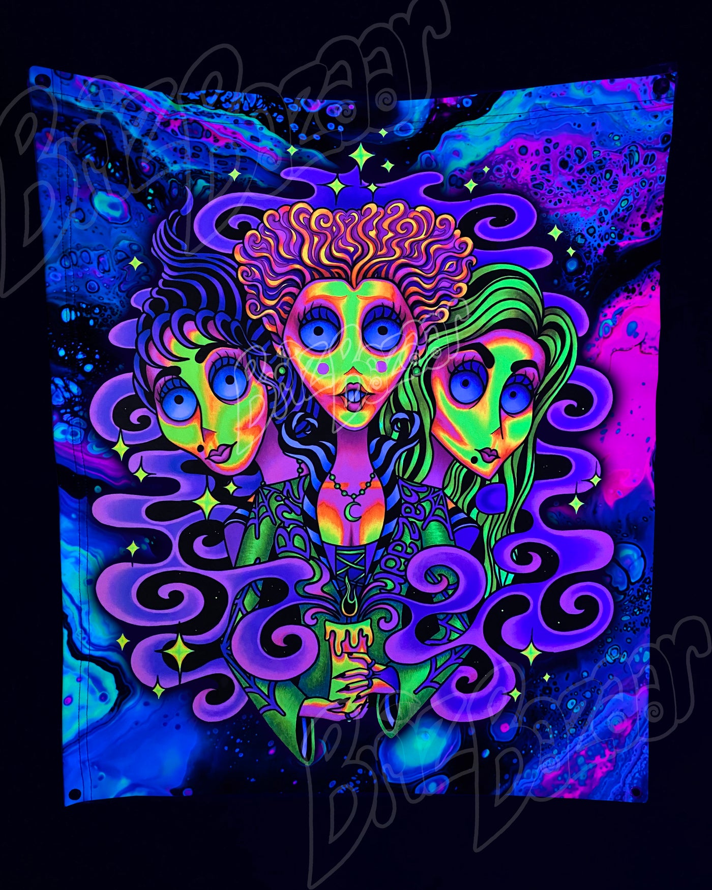 Custom Fluid UV Tapestry of Wicked Witchez