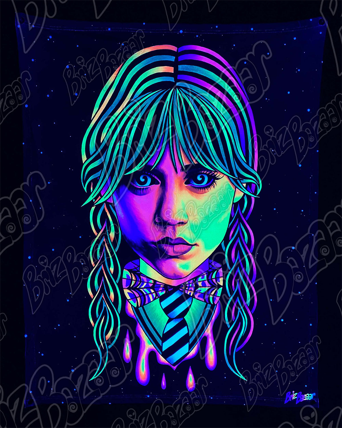 Blacklight Reactive Tapestry of BRIZZDAY