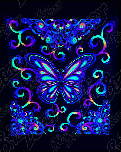 *SPECIAL* Blacklight Reactive Tapestry of BUTTERFLY VIBEZ