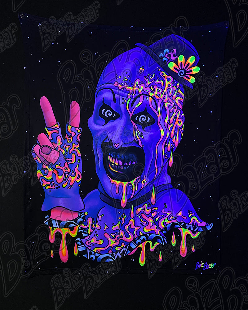 Blacklight Reactive Tapestry of Psy Mime