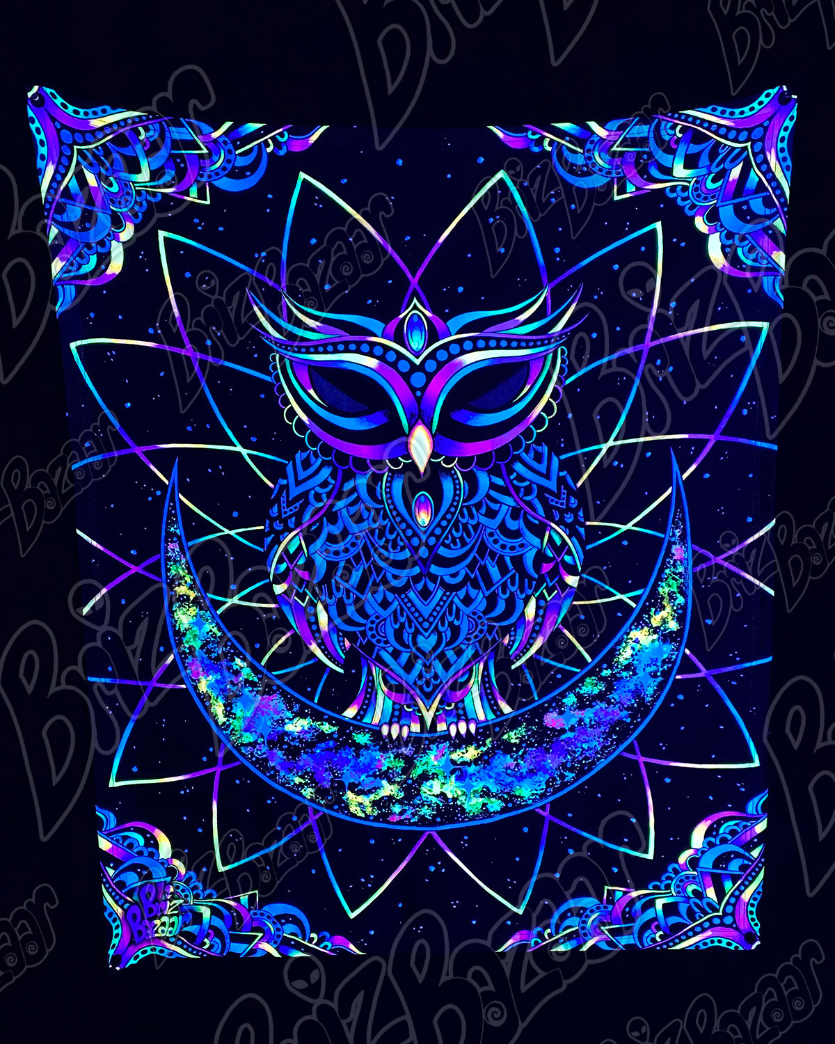 Blacklight Reactive Tapestry of ELECTRO OWL