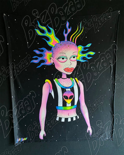 *SPECIAL* Blacklight Reactive Tapestry of RAVE DOLL