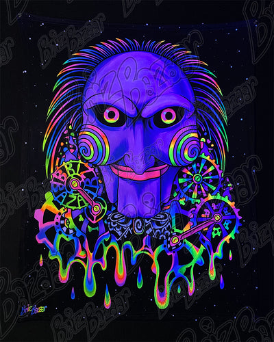 Blacklight Reactive Tapestry of PSYcho Puppet