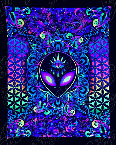 Blacklight Reactive Tapestry of STAR SEED