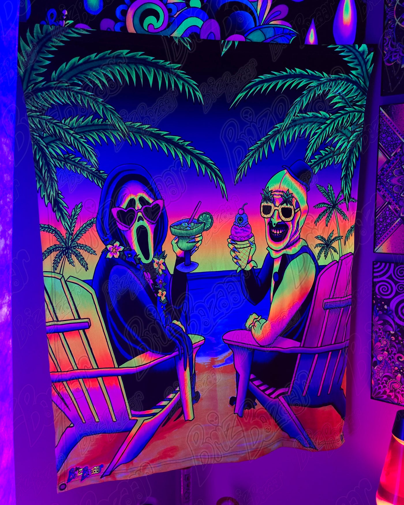 Blacklight Reactive Tapestry of Summerween