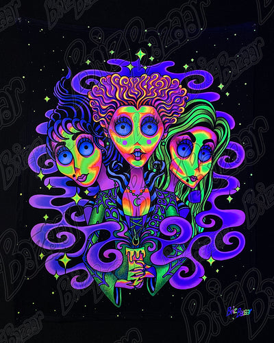 Blacklight Reactive Tapestry of Wicked Witchez
