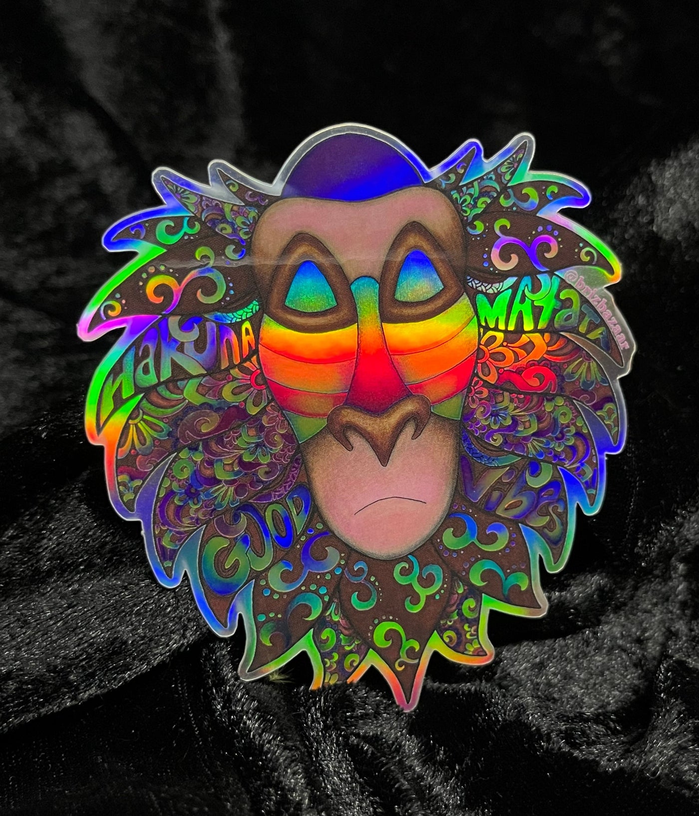 Holographic sticker of Rafiki Vibes